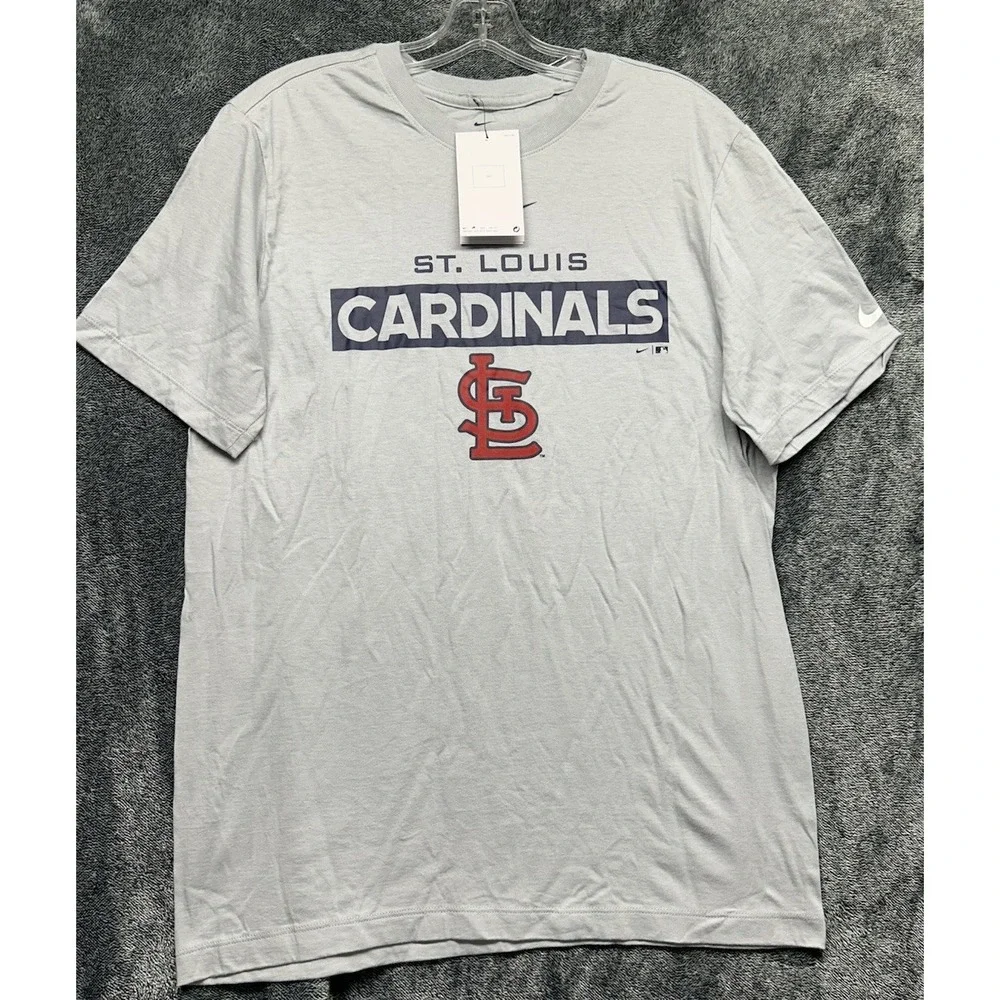 Nike Mens Size M Gray Short Sleeve ST. Louis Cardinals Baseball T Shirt New